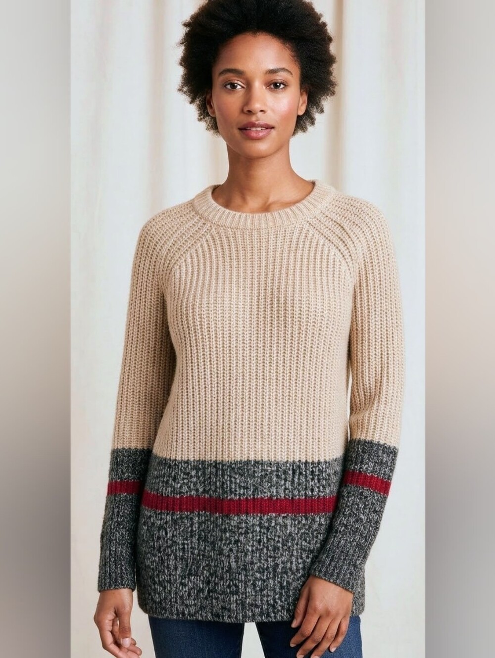 Roots Canada Wool Blend Colorblock Knit Sweater Size M Medium